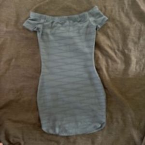 Grey mini-dress, off-shoulder